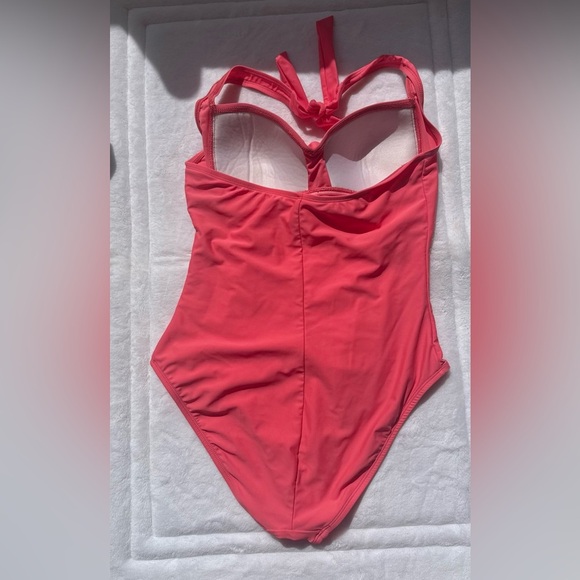 La blanca Vibrant Coral One-Piece Swimsuit beach resort vacation summer size 8 - Picture 11 of 16